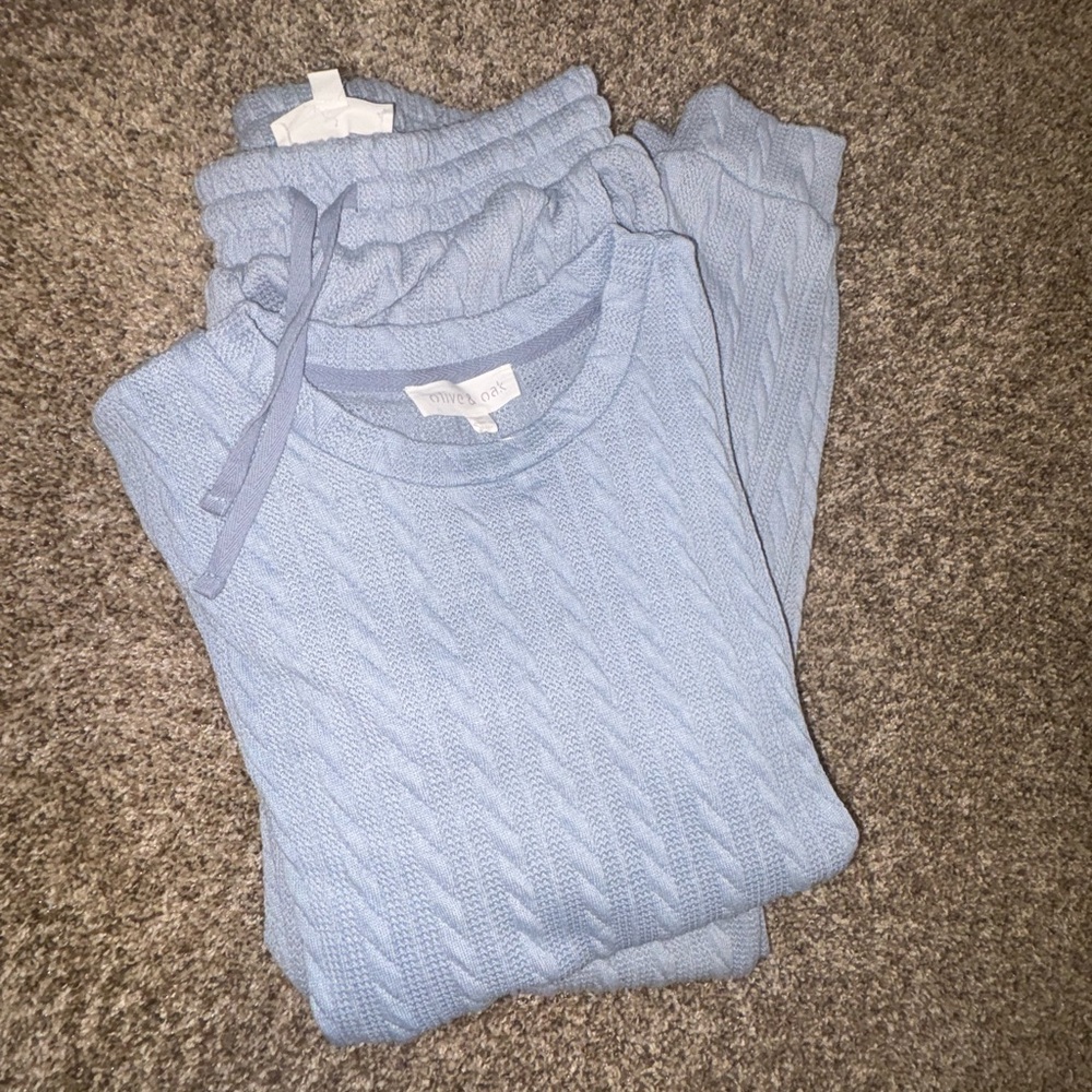 Powder Blue Knit Loungewear Set